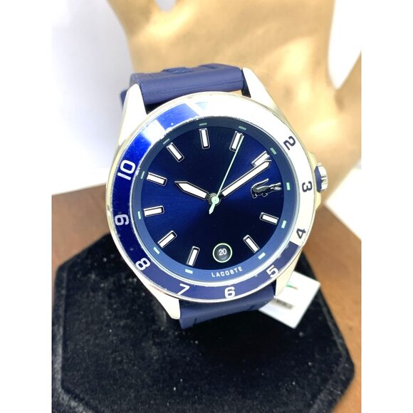 Lacoste Men's Watch 2011125 Tiebreaker Quartz Blue Dial Rubber Band Sport 43mm - Picture 13 of 14